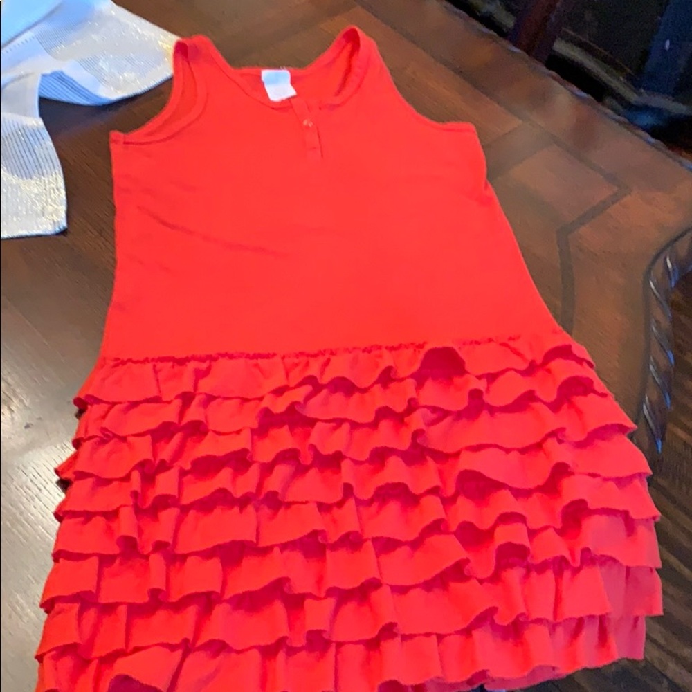 Crewcuts Girls 10 Orange Ruffle Dress
